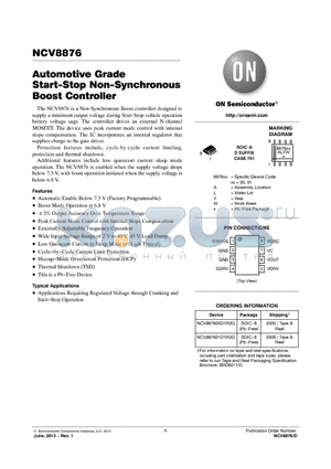 NCV8876 datasheet - Automotive Grade Start-Stop Non-Synchronous Boost Controller