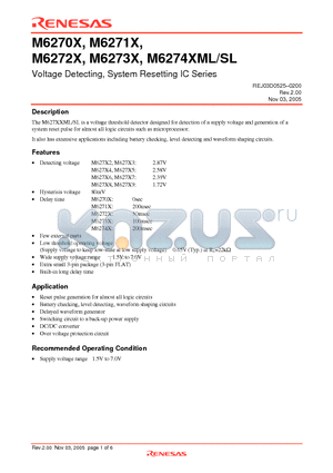 M6274XSL datasheet - Voltage Detecting, System Resetting IC Series