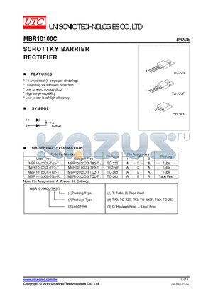 MBR10100CG-TA3-T datasheet - SCHOTTKY BARRIER RECTIFIER