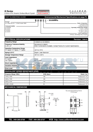 ND32F3 datasheet - 2.0mm 4 Pin Ceramic Surface Mount Crystal