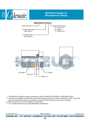 M24758-16-02-03 datasheet - Adapter for Miscellaneous Fittings