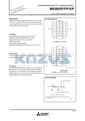 M63805FP datasheet - 8-UNIT 300mA TRANSISTOR ARRAY