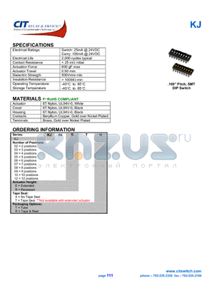 KJ08ETR datasheet - CIT SWITCH