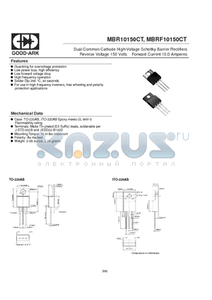 MBR10150CT datasheet - Dual Common-Cathode High-Voltage Schottky Barrier Rectifiers