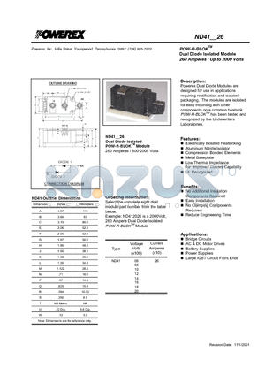 ND410826 datasheet - POW-R-BLOK Dual Diode Isolated Module (260 Amperes / Up to 2000 Volts)