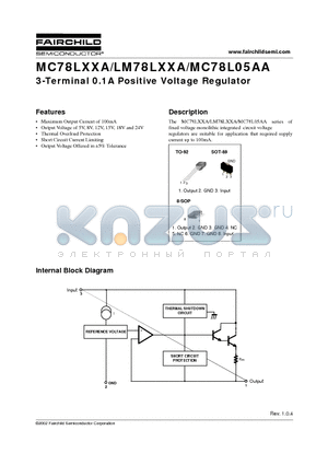 LM78L05ACZ datasheet - 3-Terminal 0.1A Positive Voltage Regulator