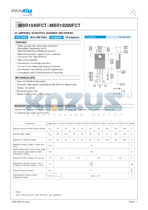 MBR10150FCT datasheet - 10 AMPERES SCHOTTKY BARRIER RECTIFIERS