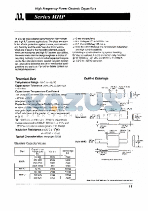 MHP1151J datasheet - High Frequency Power Ceramic Capacitors