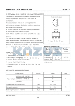 LM78L05C datasheet - FIXED VOLTAGE REGULATOR