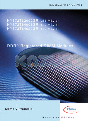 HYS72T32000GR-37-A datasheet - DDR2 Registered DIMM Modules