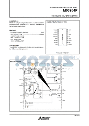 M63954P datasheet - HIGH VOLTAGE HALF BRIDGE DRIVER