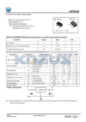 LM78L06 datasheet - Three-terminal positive voltage regulator