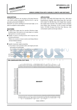 M64403FP datasheet - ERROR CORRECTION WITH VARIABLE LENGTH AND DISTANCE