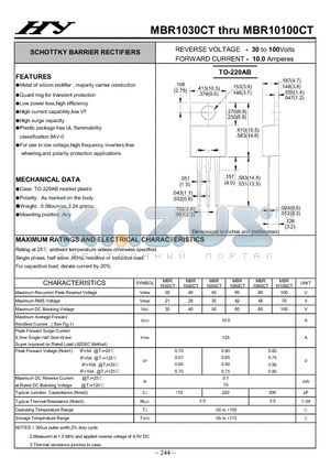 MBR1030CT datasheet - SCHOTTKY BARRIER RECTIFIERS