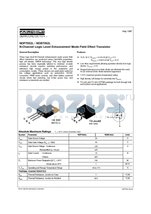 NDB7052L datasheet - N-Channel Logic Level Enhancement Mode Field Effect Transistor