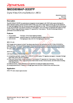 M65580MAP-XXXFP datasheet - Digital Video/Chroma/Deflection MCU