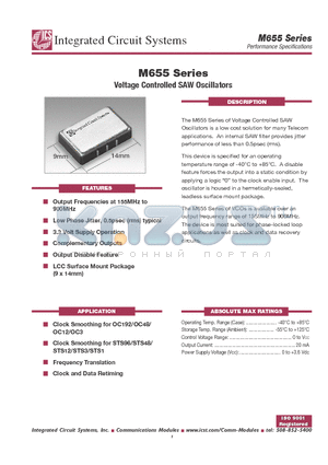 M655P666.5140MHZ datasheet - Voltage Controlled SAW Oscillators
