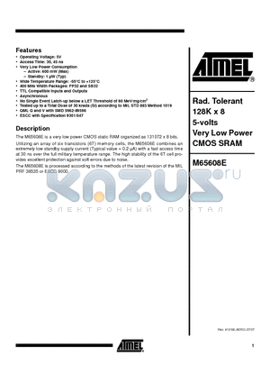 M65608E_07 datasheet - Rad. Tolerant 128K x 8 5-volts Very Low Power CMOS SRAM