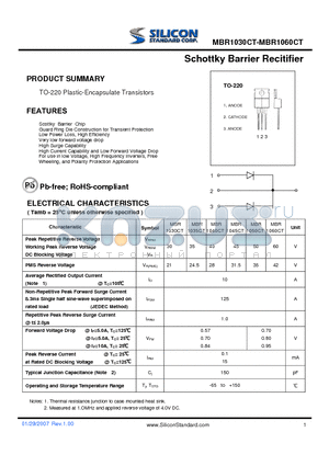 MBR1035CT datasheet - Schottky Barrier Recitifier