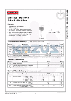 MBR1035_12 datasheet - Schottky Rectifiers