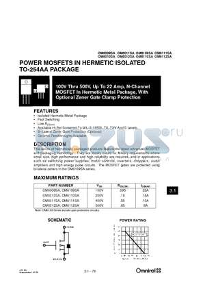 OM6112SA datasheet - POWER MOSFETS IN HERMETIC ISOLATED