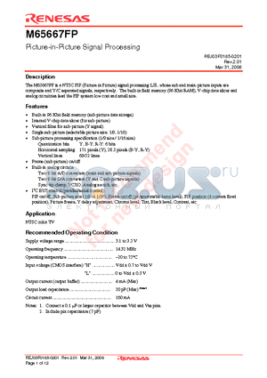 M65667FP datasheet - Picture-in-Picture Signal Processing