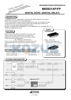 M65831FP datasheet - DIGITAL ECHO (DIGITAL DELAY)