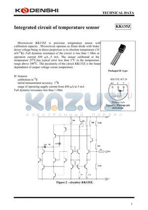 KK135Z datasheet - Integrated circuit of temperature sensor