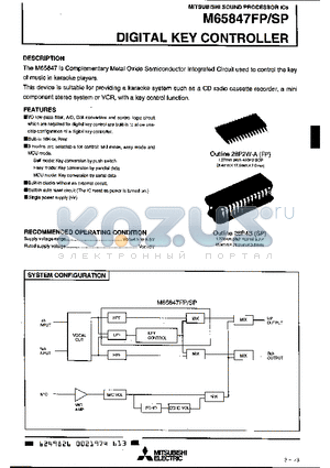 M65847SP datasheet - DIGITAL KEY CONTROLLER