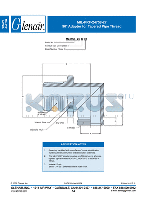 M24758-26B03 datasheet - Adapter for Tapered Pipe Thread
