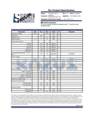 PLL350-2125 datasheet - PLL Product Specification