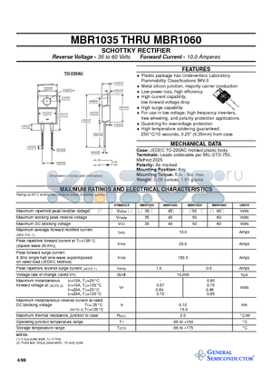 MBR1045 datasheet - SCHOTTKY RECTIFIER