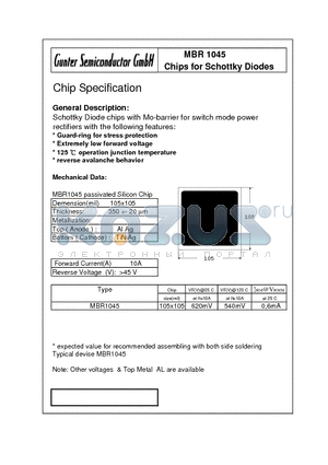 MBR1045 datasheet - Chips for Schottky Diodes