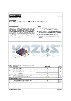 NDH8304 datasheet - Dual P-Channel Enhancement Mode Field Effect Transistor