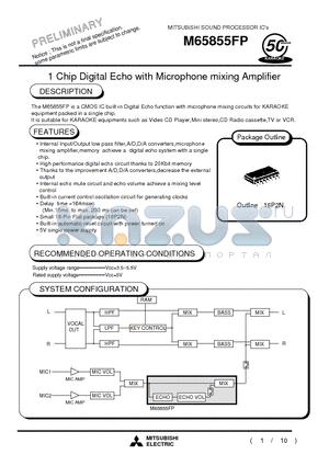 M65855FP datasheet - 1 Chip Digital Echo with Microphone mixing Amplifier