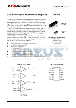 KK324 datasheet - Low Power Quad Operational Amplifier