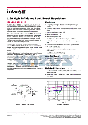 ISL9110EVAL1Z datasheet - 1.2A High Efficiency Buck-Boost Regulators Output Current: Up to 1.2A