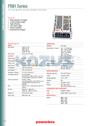 PBIH-1205F datasheet - 15-150 WATTS DC/DC SINGLE OUTPUT