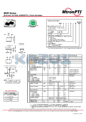 MHR14FAJ datasheet - 9x14 mm, 5.0 Volt, HCMOS/TTL, Clock Oscillator