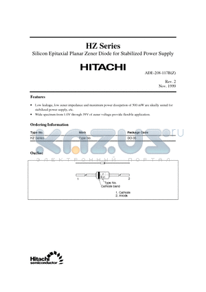 HZ11B2 datasheet - Silicon Epitaxial Planar Zener Diode for Stabilized Power Supply