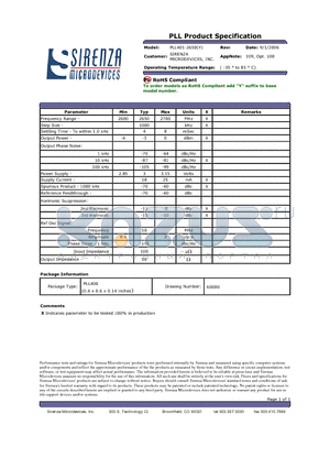 PLL401-2650 datasheet - PLL Product Specification