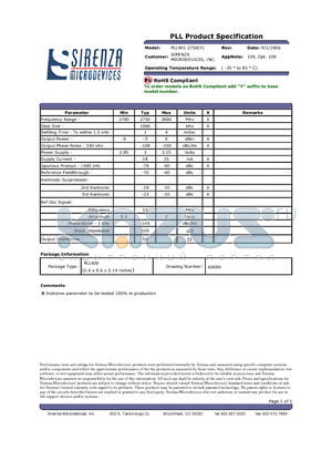 PLL401-2750 datasheet - PLL Product Specification