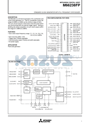 M66238FP datasheet - STANDARD CLOCK GENERATOR WITH PLL FREQUENCY SYNTHESIZER