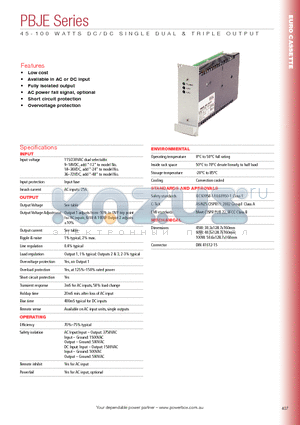 PBJE100-11 datasheet - 45-100 WATTS DC/DC SINGLE DUAL & TRIPLE OUTPUT