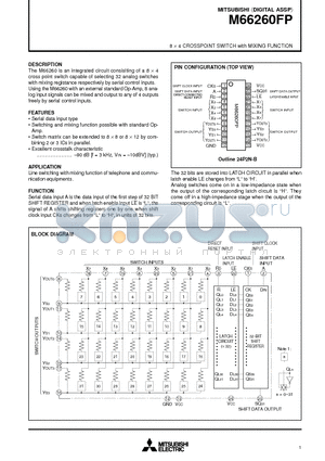 M66260FP datasheet - 8 x 4 CROSSPOINT SWITCH with MIXING FUNCTION