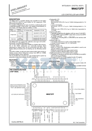 M66272FP datasheet - LCD CONTROLLER with VRAM