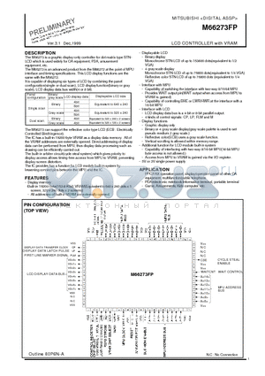 M66273FP datasheet - LCD CONTROLLER with VRAM