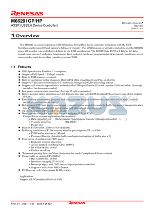 M66291GP datasheet - ASSP (USB2.0 Device Controller)