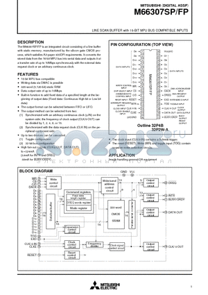 M66307SP datasheet - LINE SCAN BUFFER with 16-BIT MPU BUS COMPATIBLE INPUTS