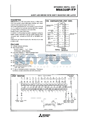 M66310P datasheet - 16-BIT LED DRIVER WITH SHIFT REGISTER AND LATCH